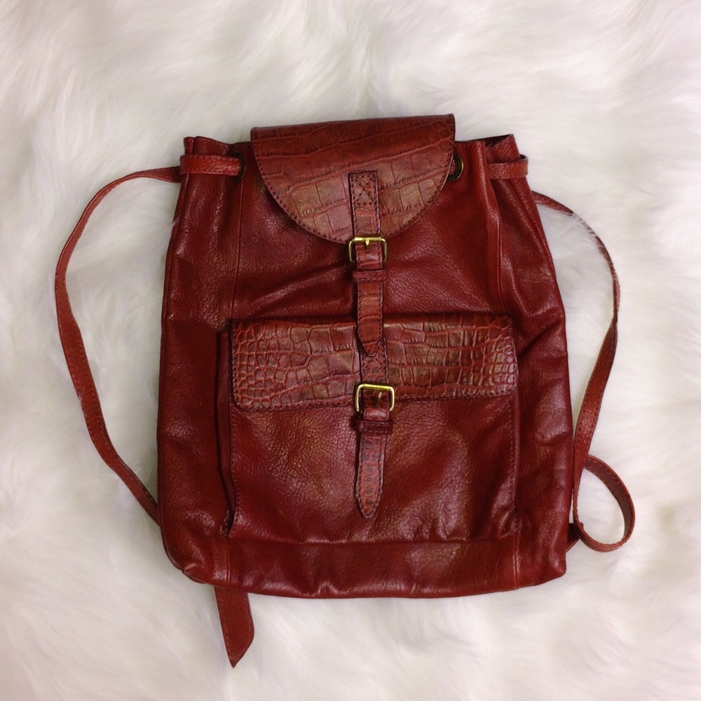 Red Leather Hidesign Backpack